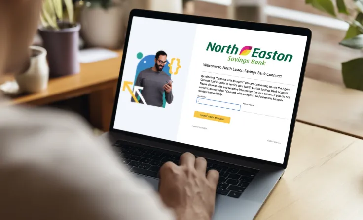 North Easton Savings Bank Connect Portal on laptop screen